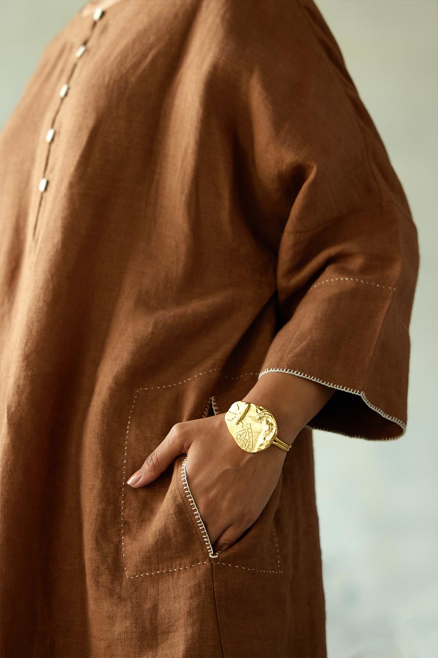 Brown Linen Kurta Set