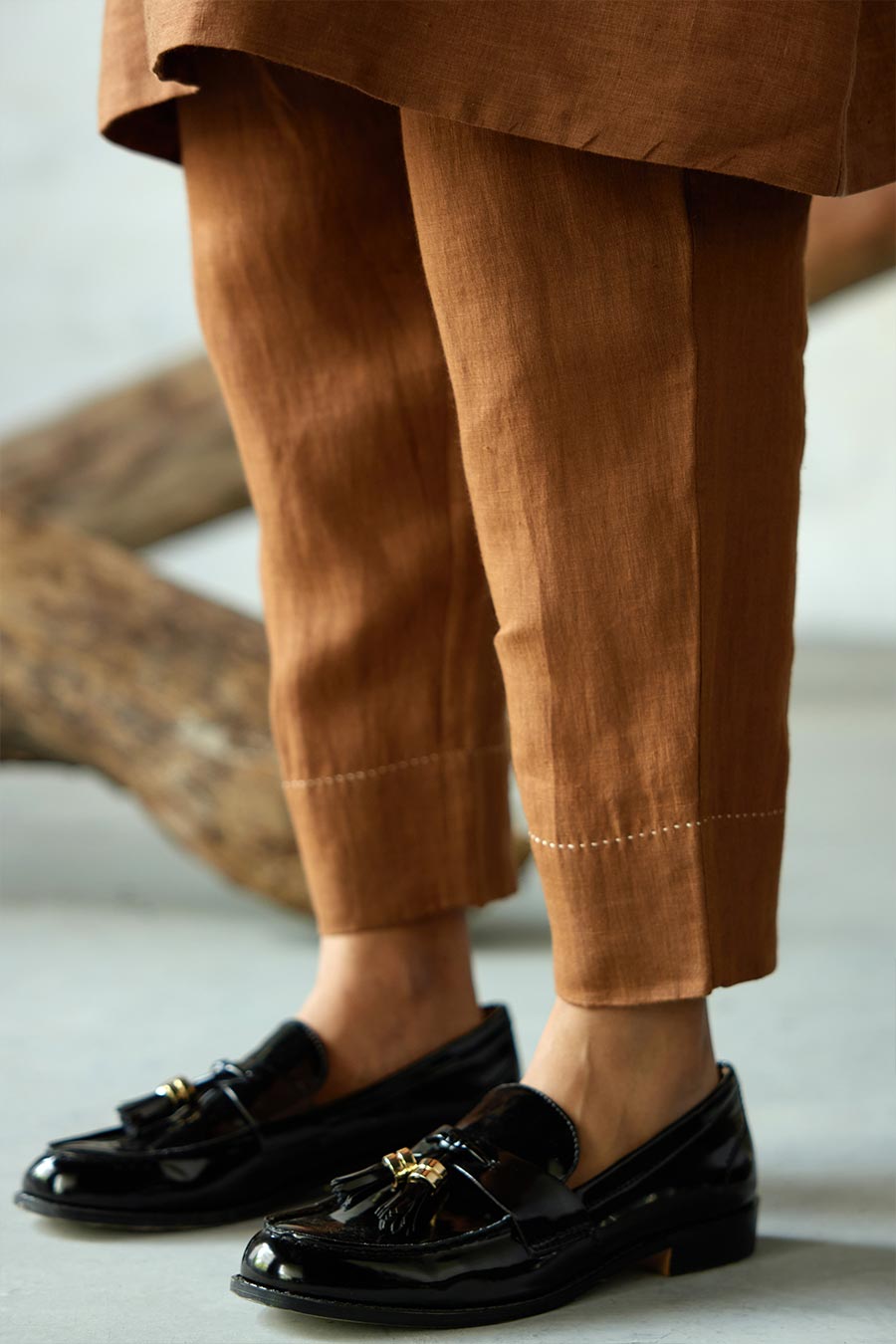 Brown Linen Kurta Set