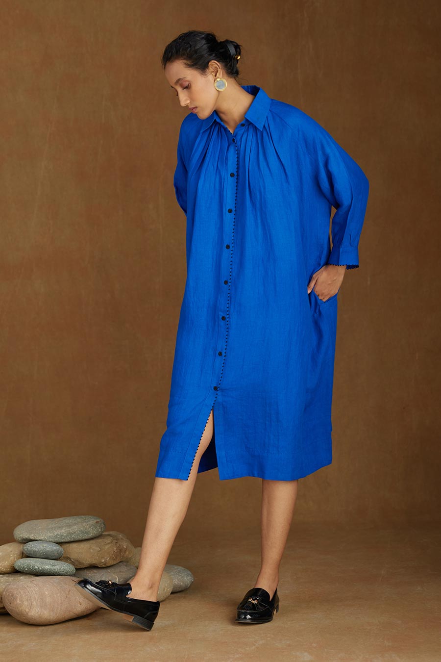 Blue Linen Dress