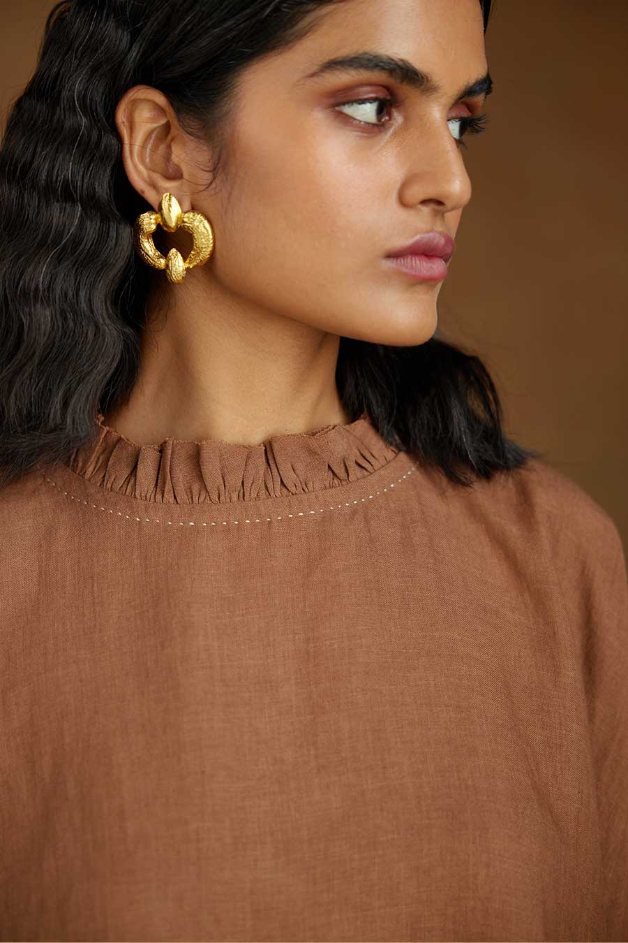 Brown Linen Kurta Set