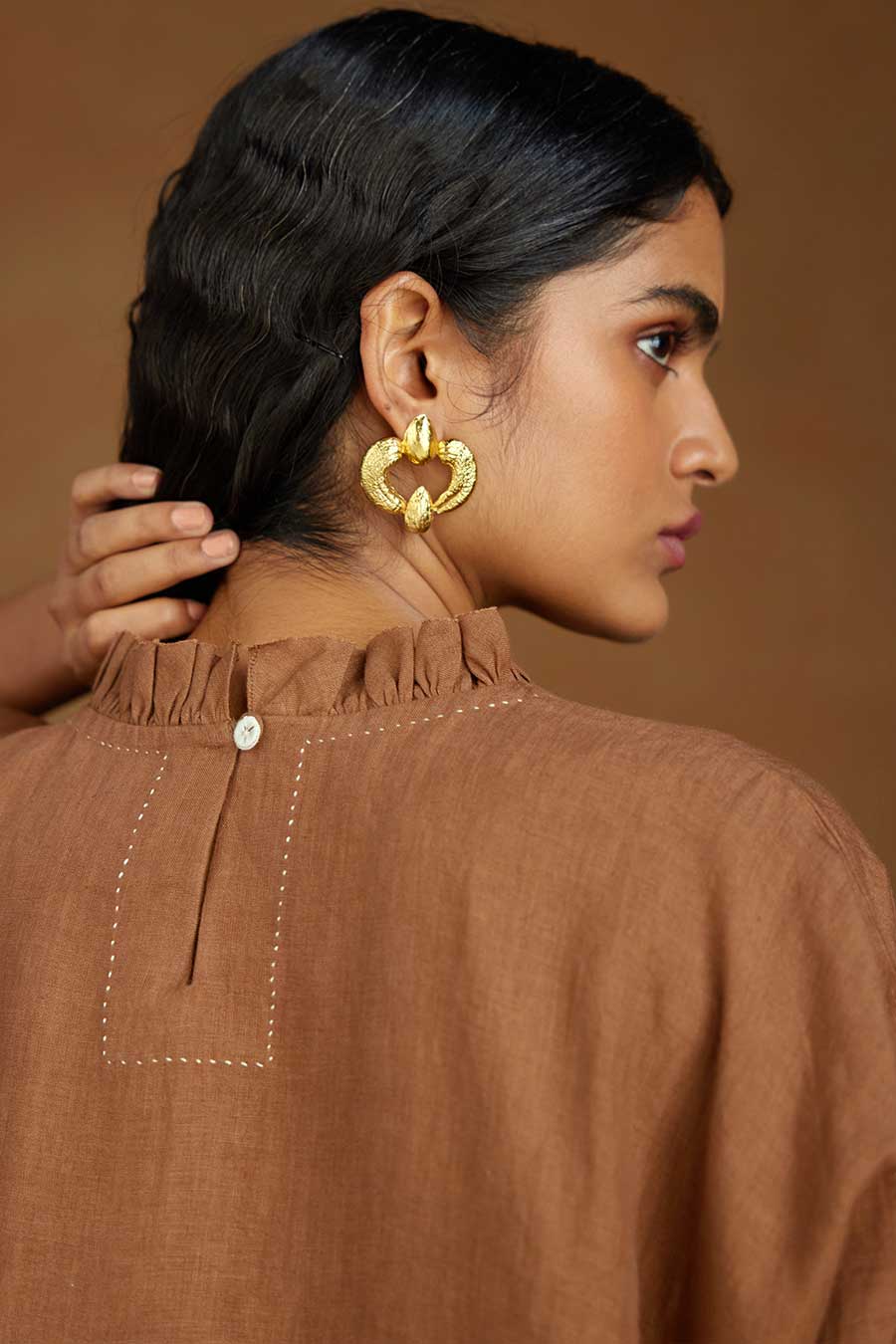 Brown Linen Kurta Set