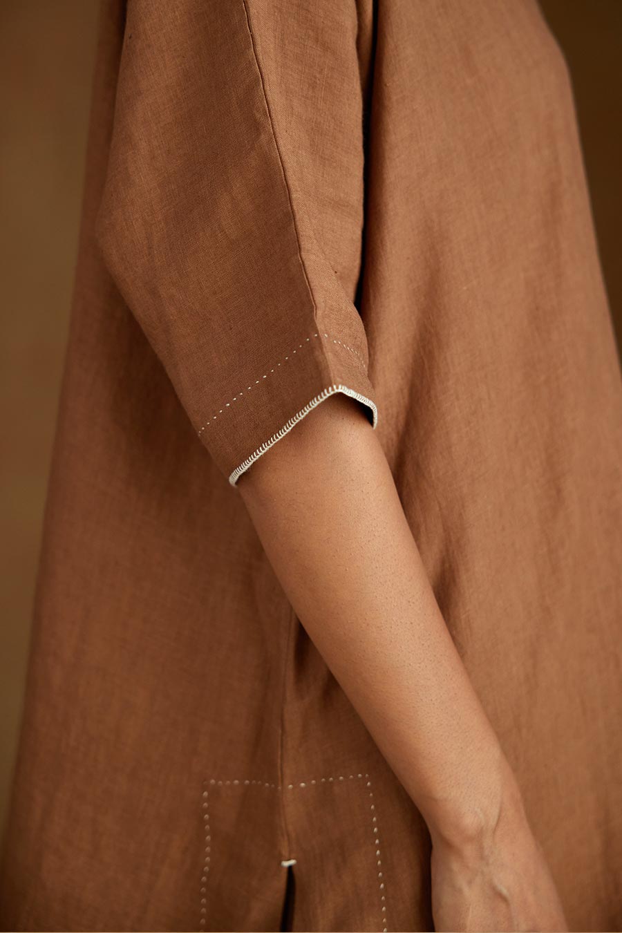Brown Linen Kurta Set
