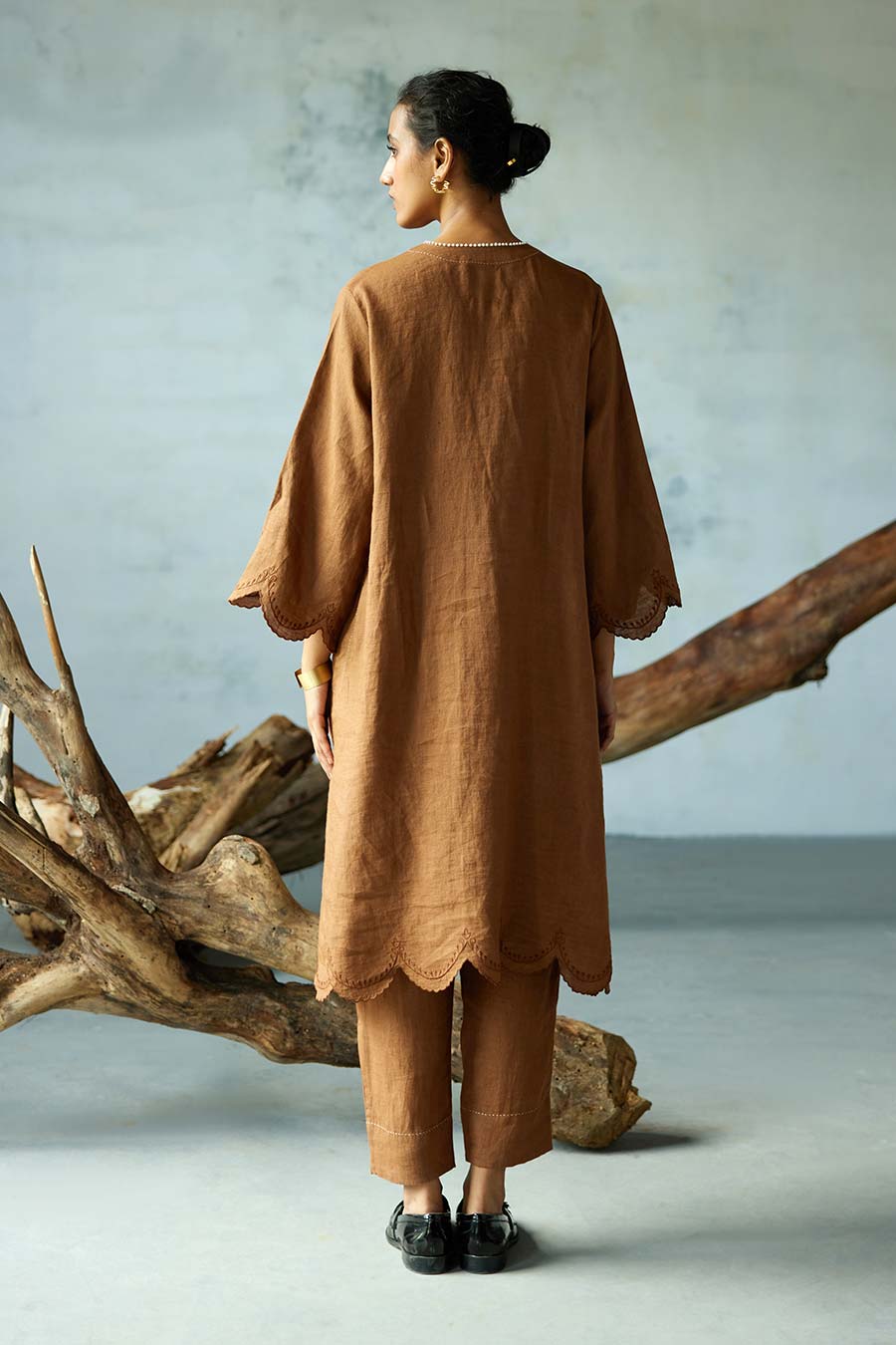 Brown Linen Kurta Set