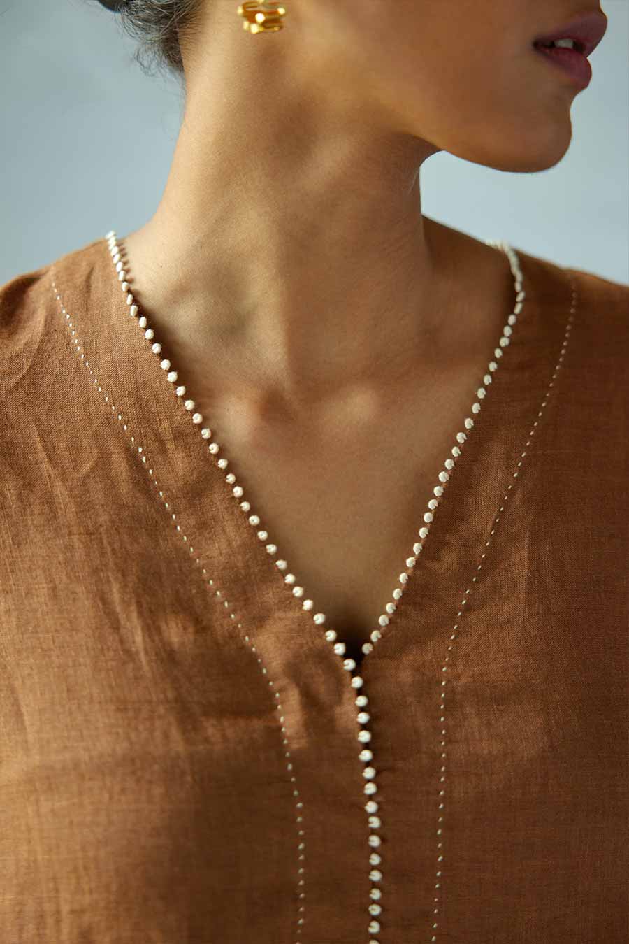 Brown Linen Kurta Set