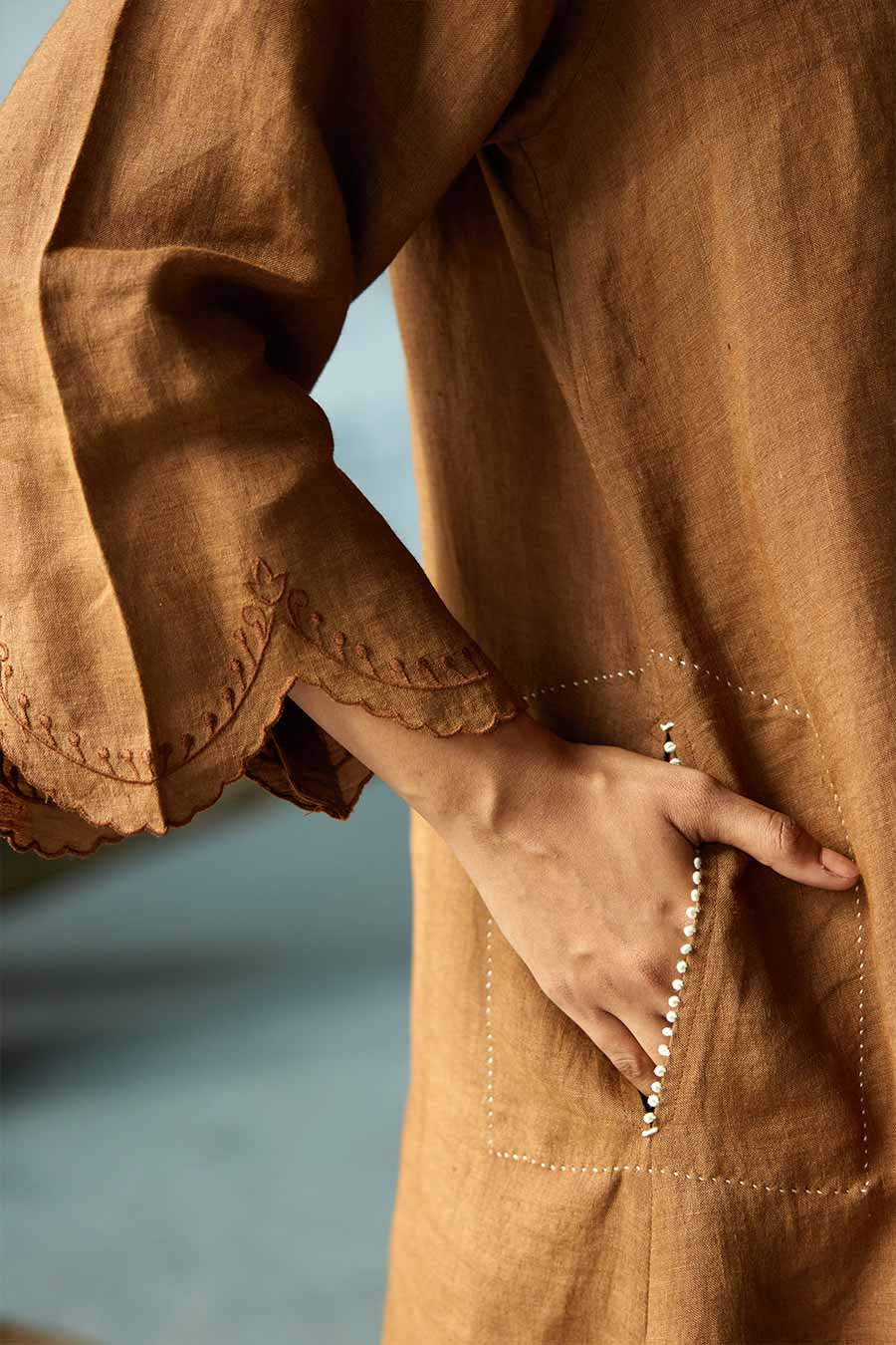 Brown Linen Kurta Set