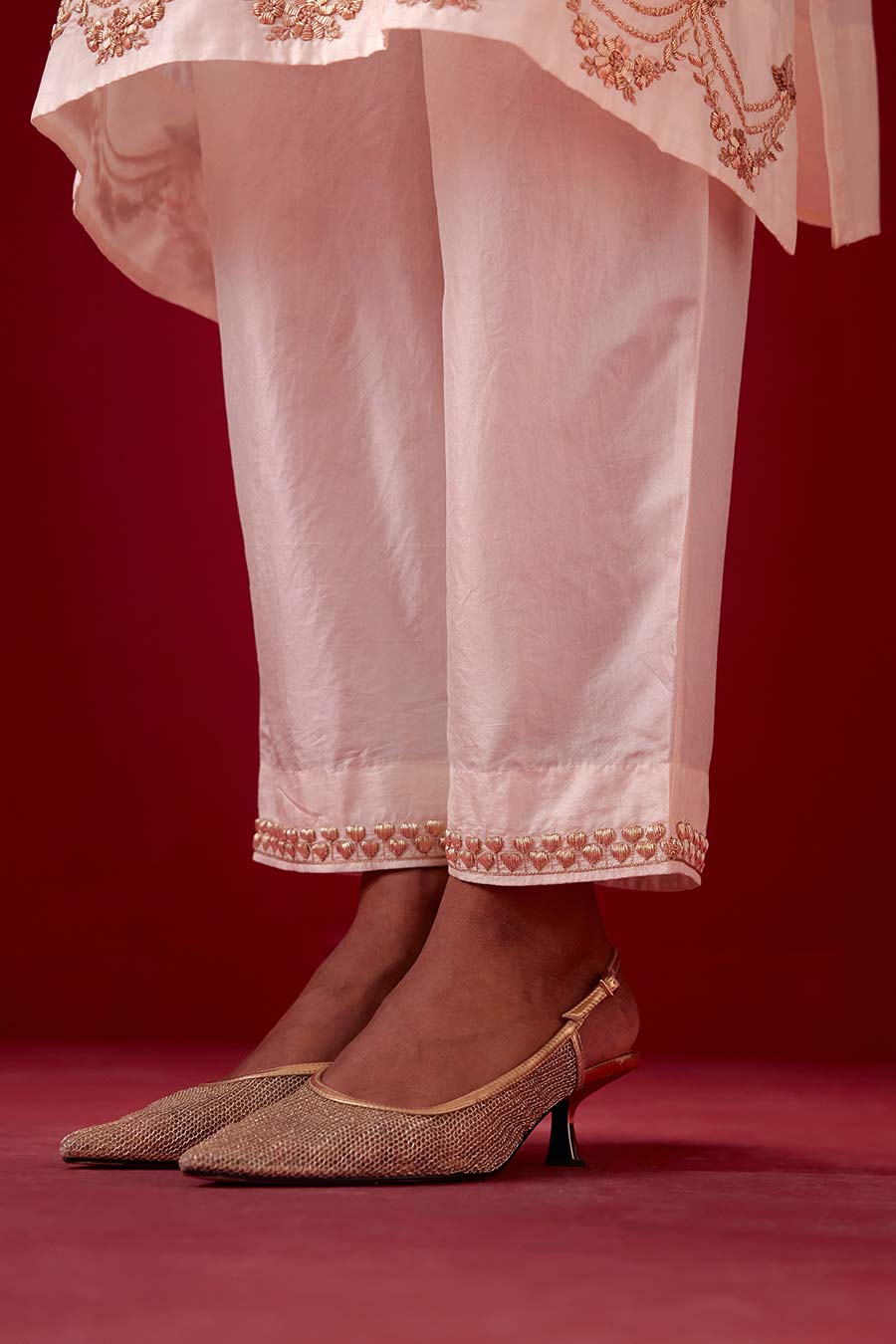 Ivory Silk Embroidered Kurta & Pant Set