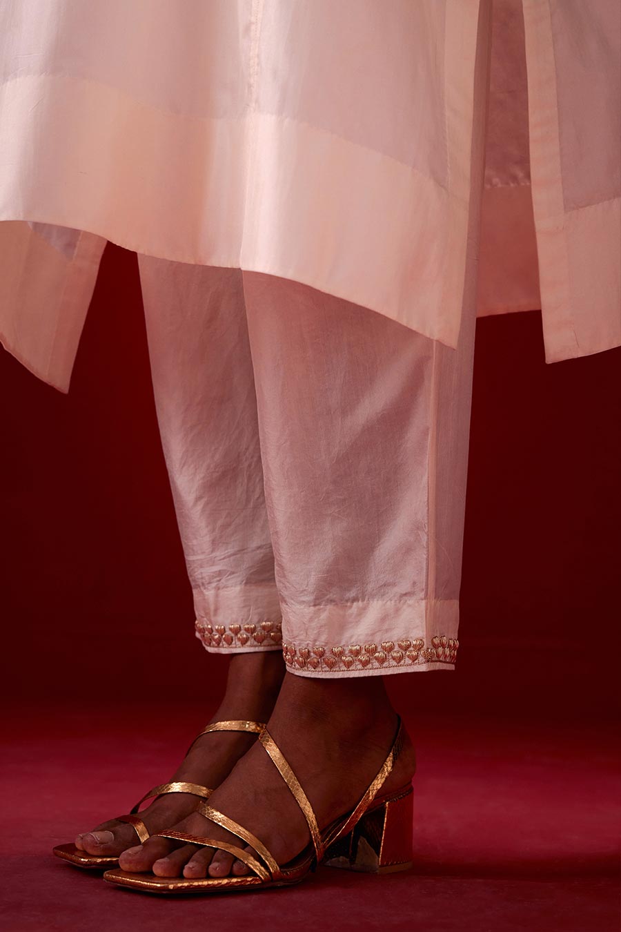 Ivory Silk Embroidered Kurta & Pant Set
