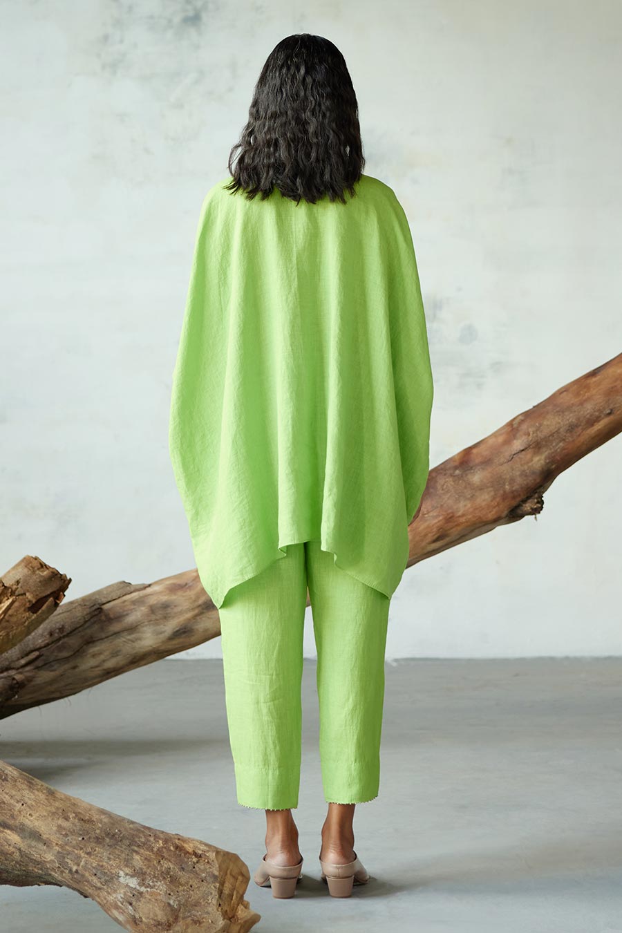 Green Linen Kurta Set