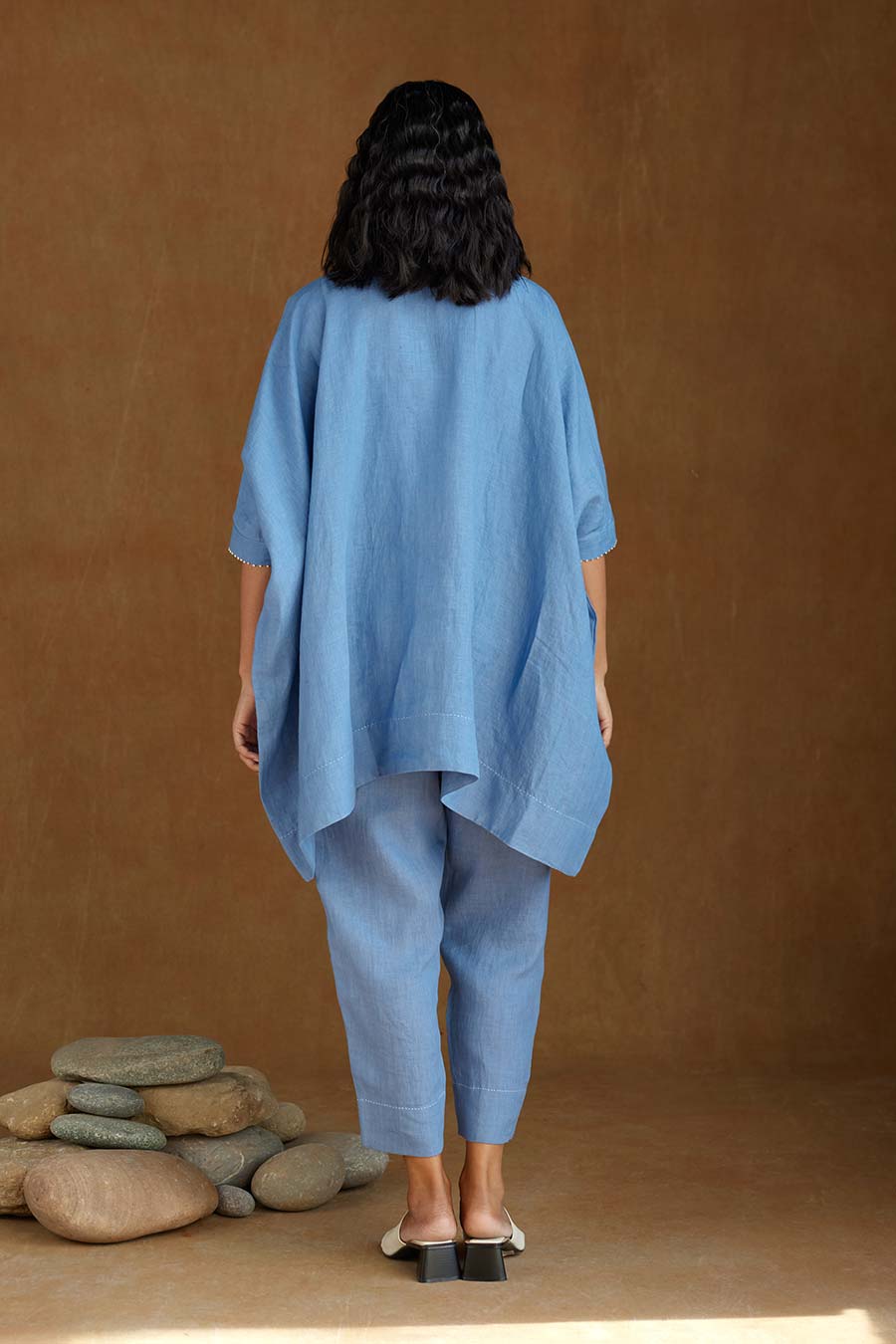 Blue Linen Kurta Set