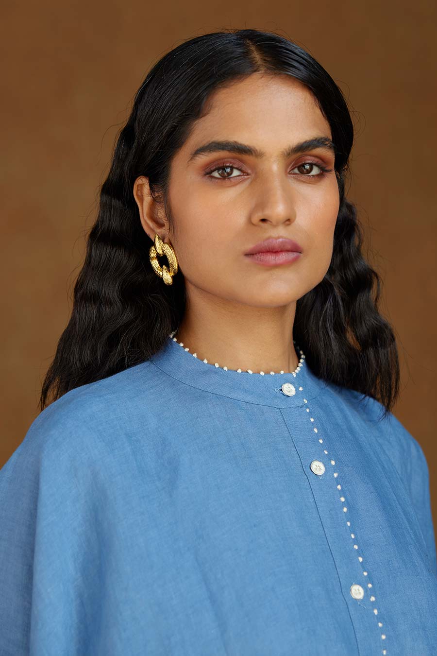 Blue Linen Kurta Set