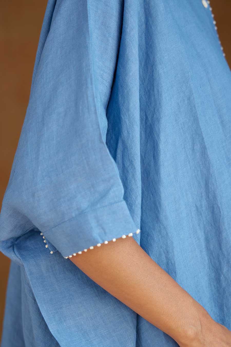 Blue Linen Kurta Set