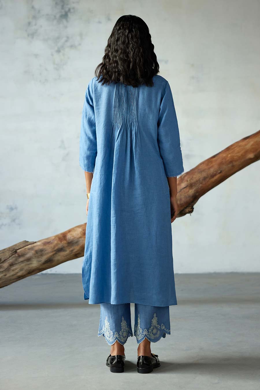 Blue Linen Kurta Set