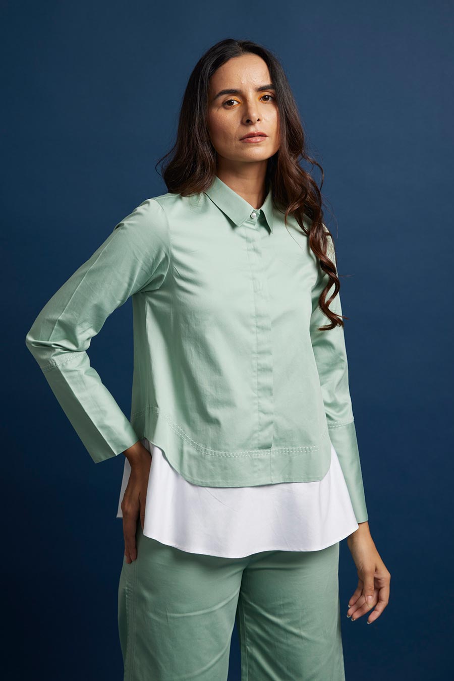 Colour Block Layered Pearl Top