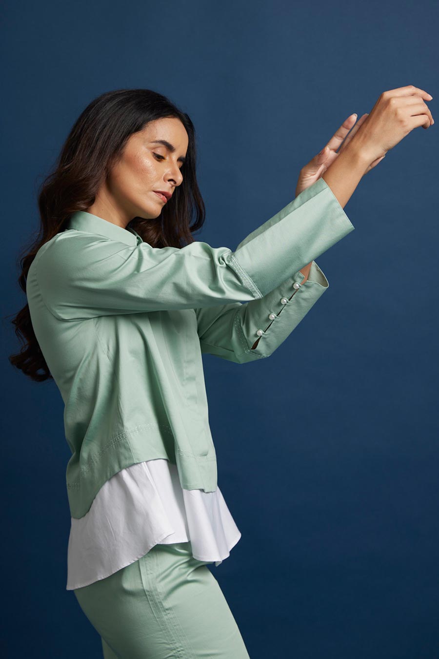 Colour Block Layered Pearl Top