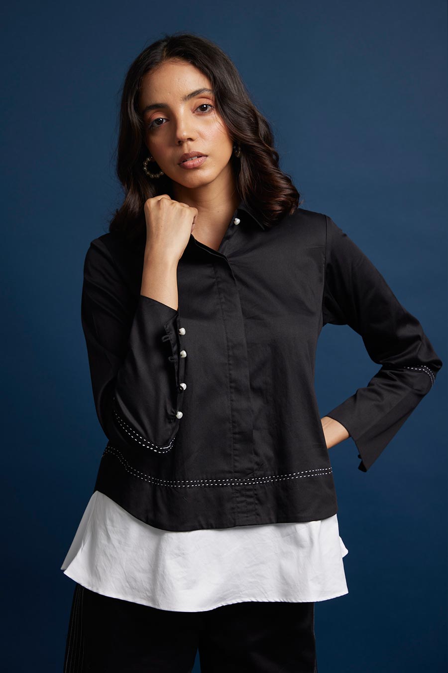 Colour Block Layered Pearl Top