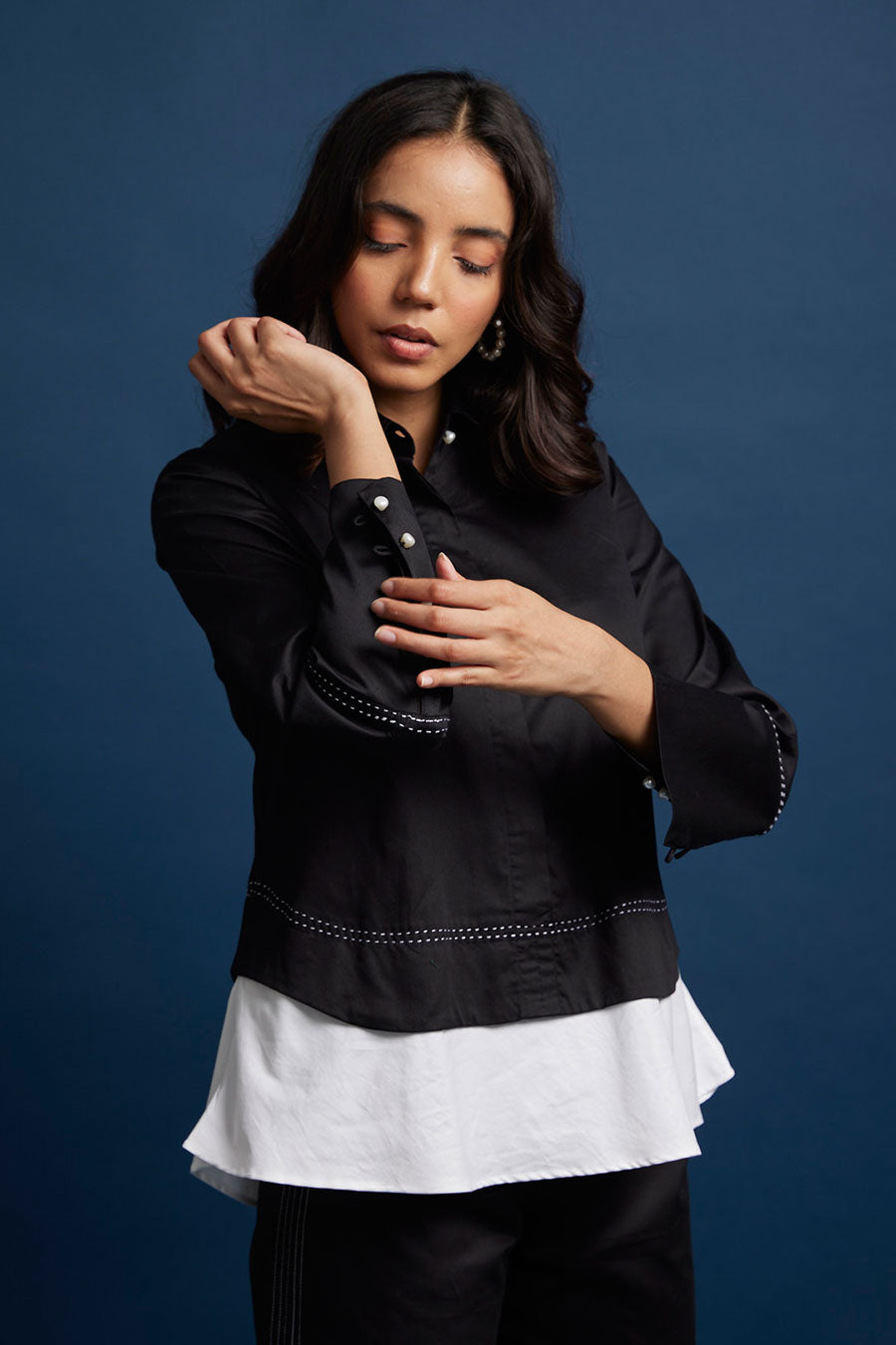 Colour Block Layered Pearl Top