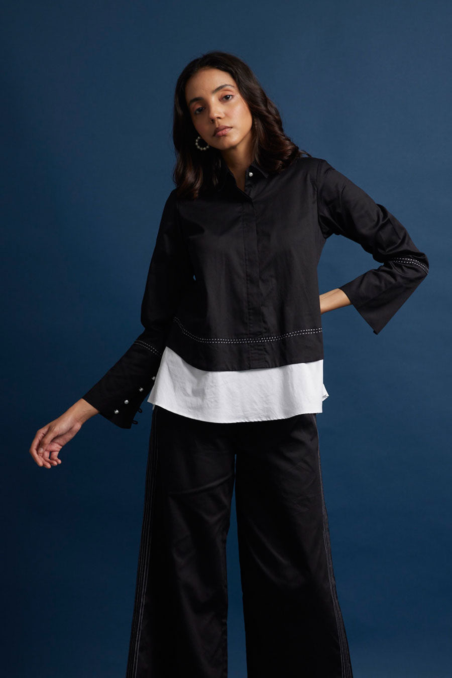 Colour Block Layered Pearl Top