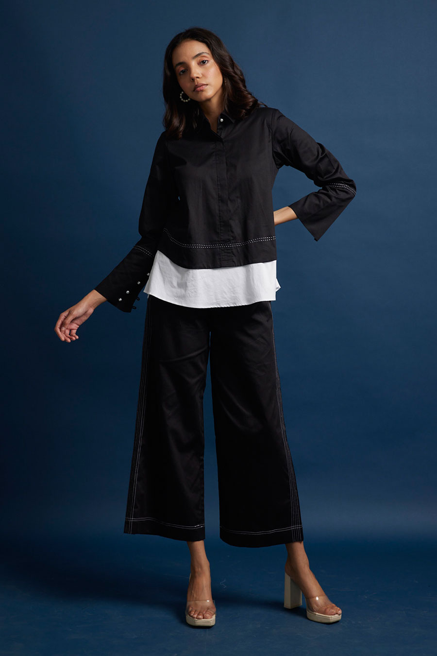 Colour Block Layered Pearl Top