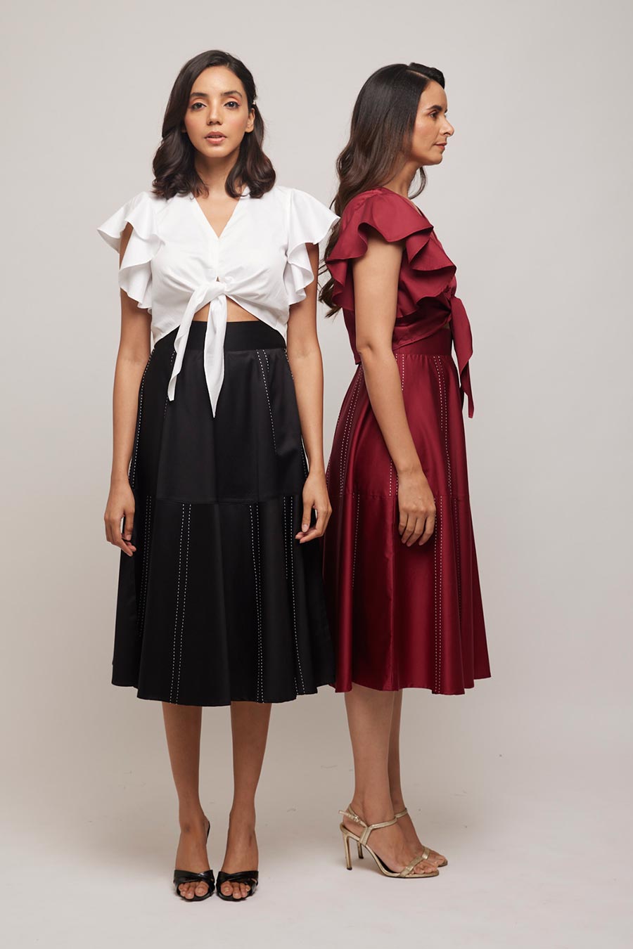 Maroon Knotted Crop Top