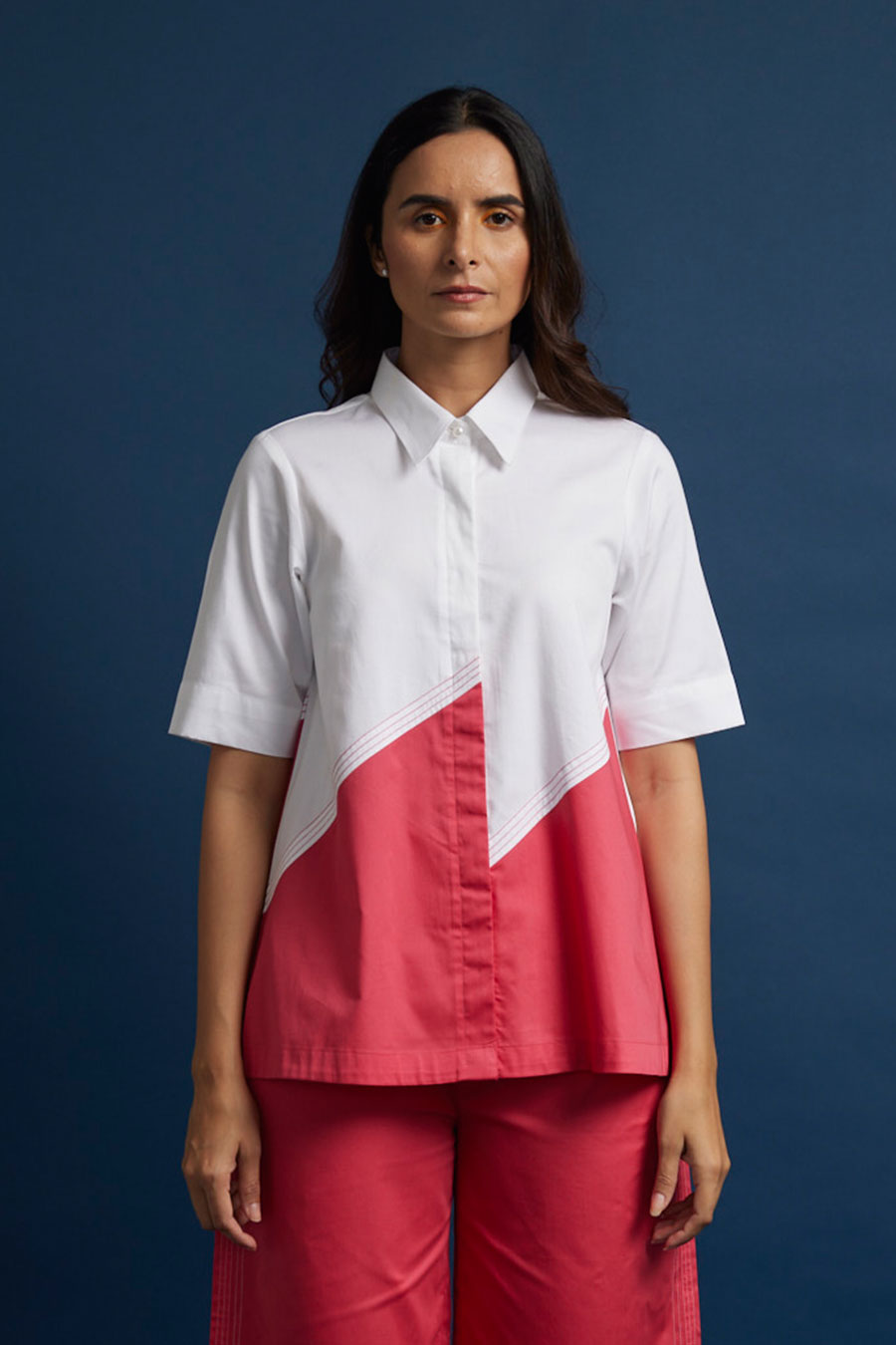 Diagonal Colour Block A-Line Top