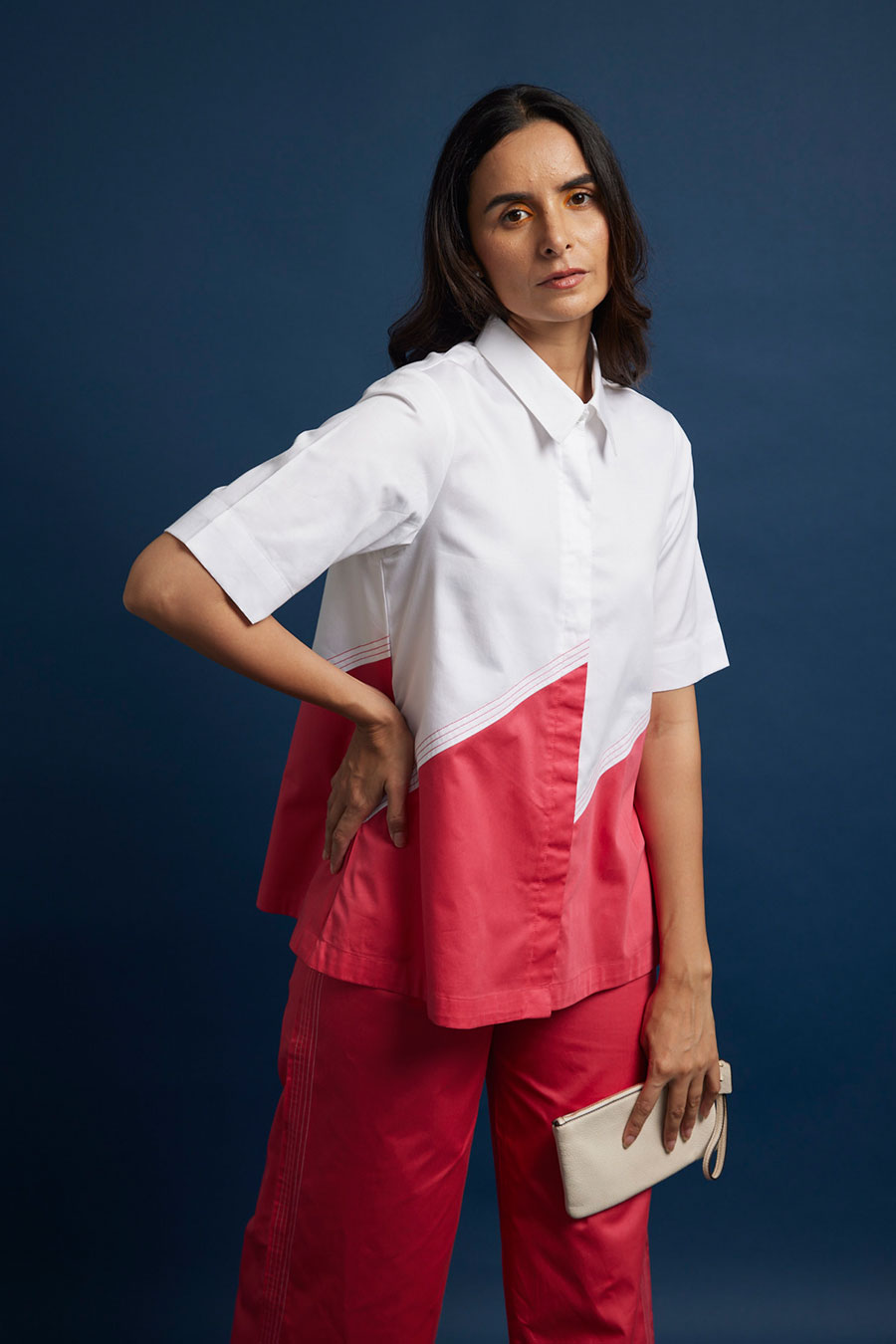 Diagonal Colour Block A-Line Top