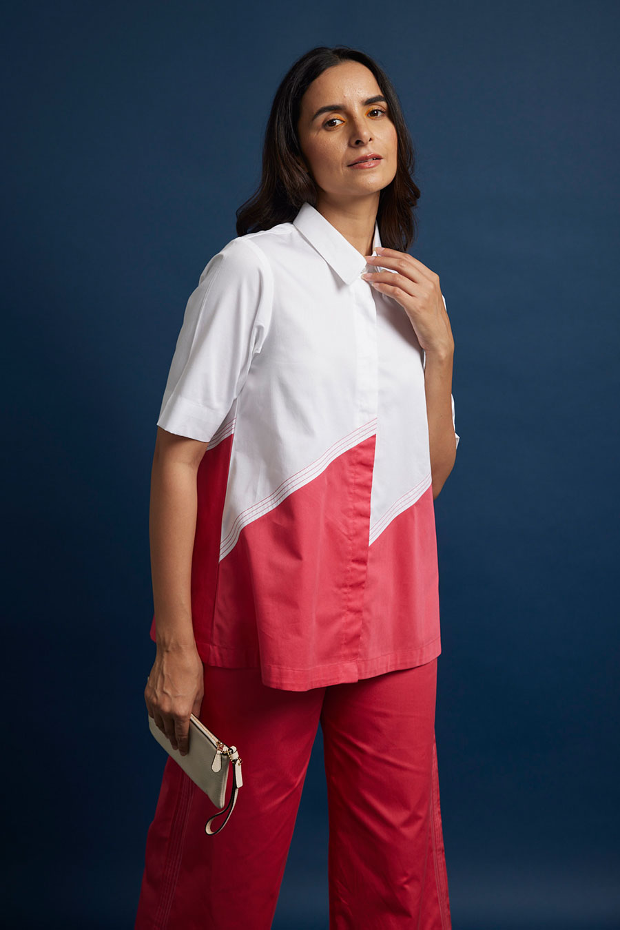 Diagonal Colour Block A-Line Top