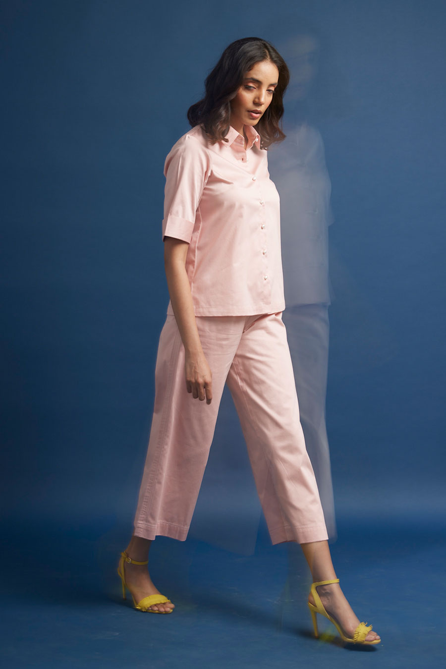 Basic Pink A-Line Pearl Shirt