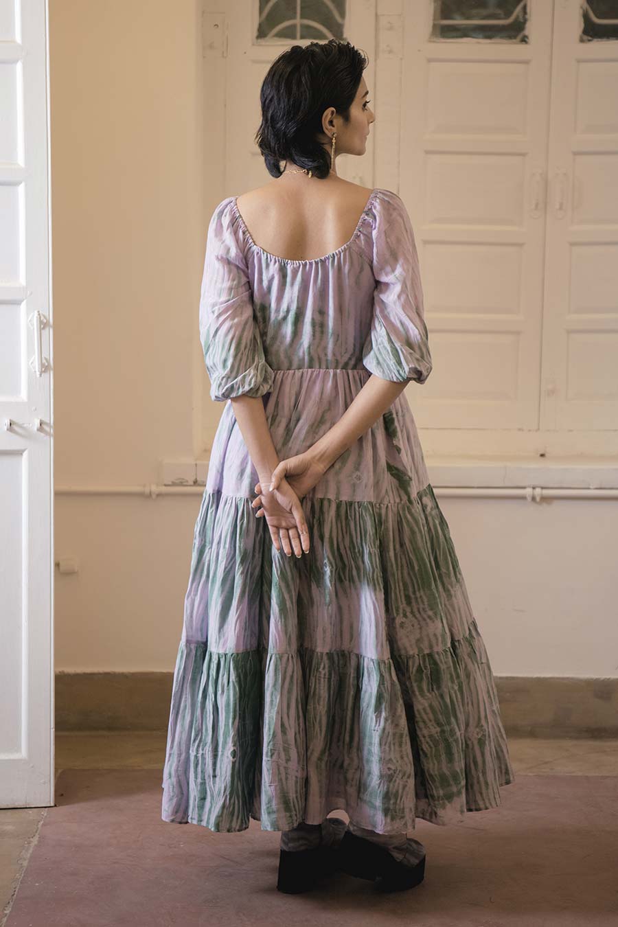 Lilac Teal Tiered Maxi Dress