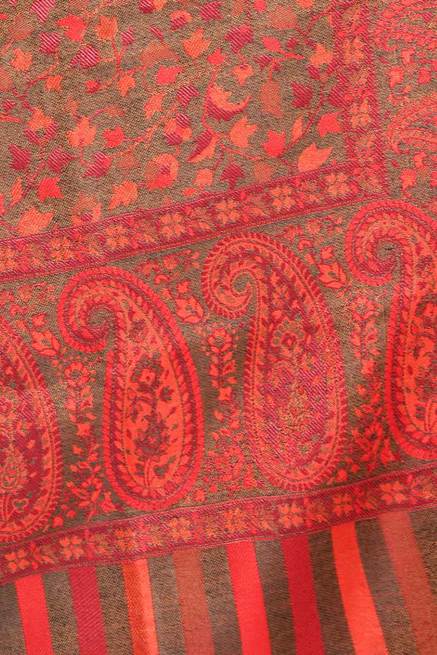 Red Paisley Fine Wool Kashmiri Shawl