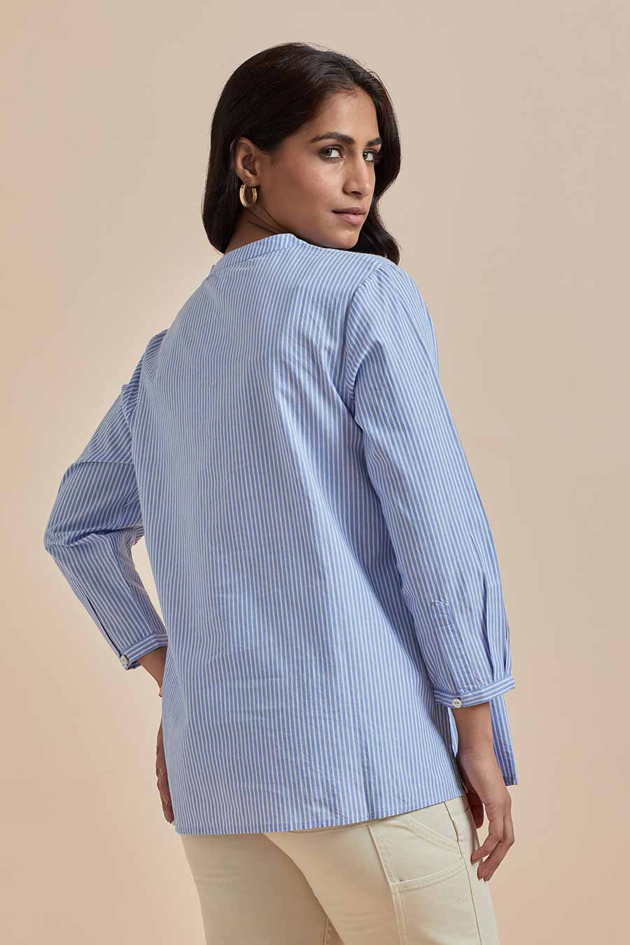 Blue Cotton Embroidered Top