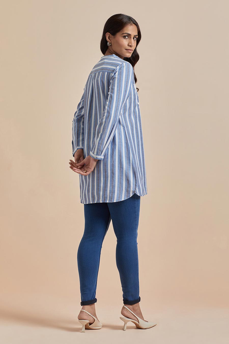 Blue Cotton Embroidered Top