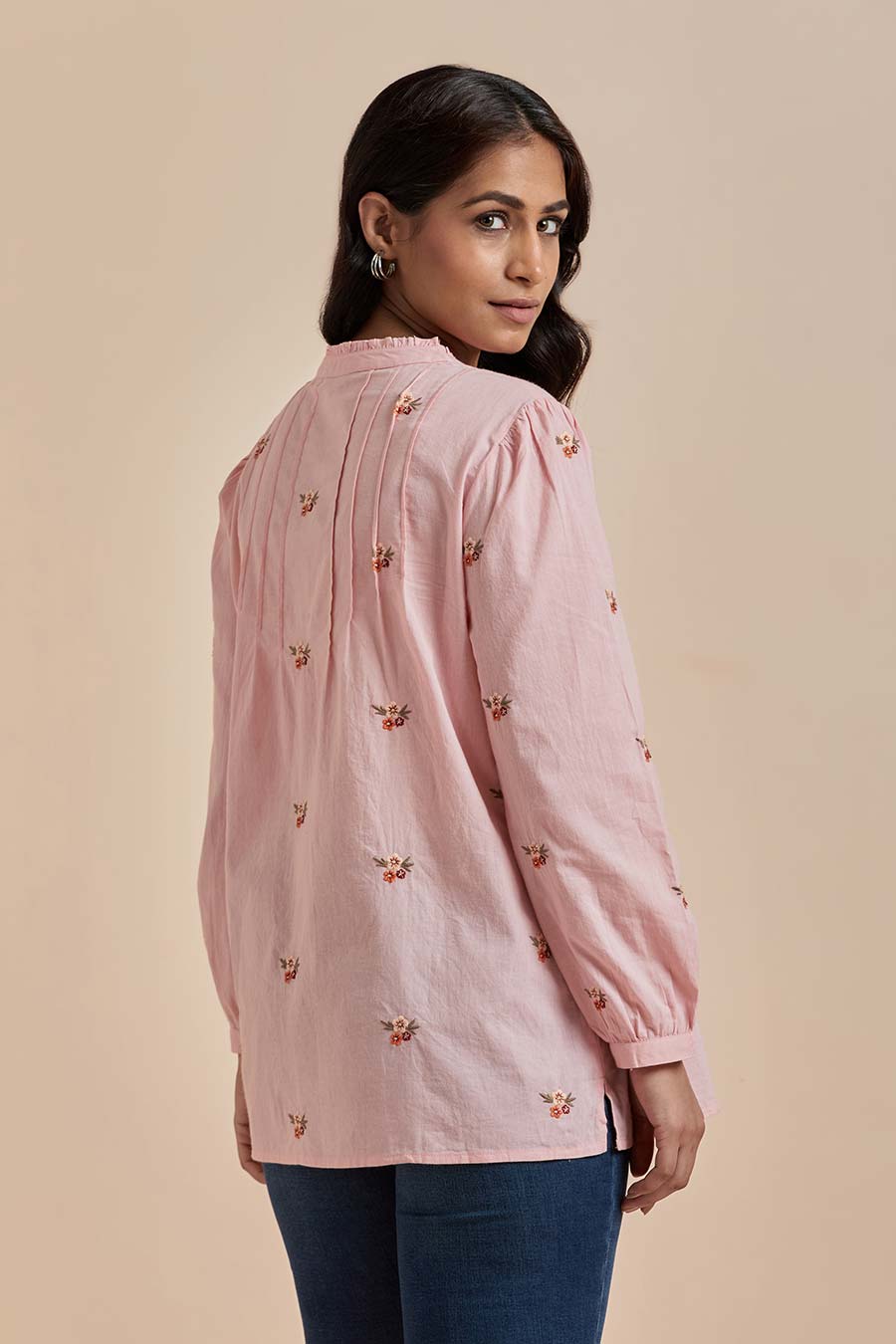 Pink Cotton Embroidered Top
