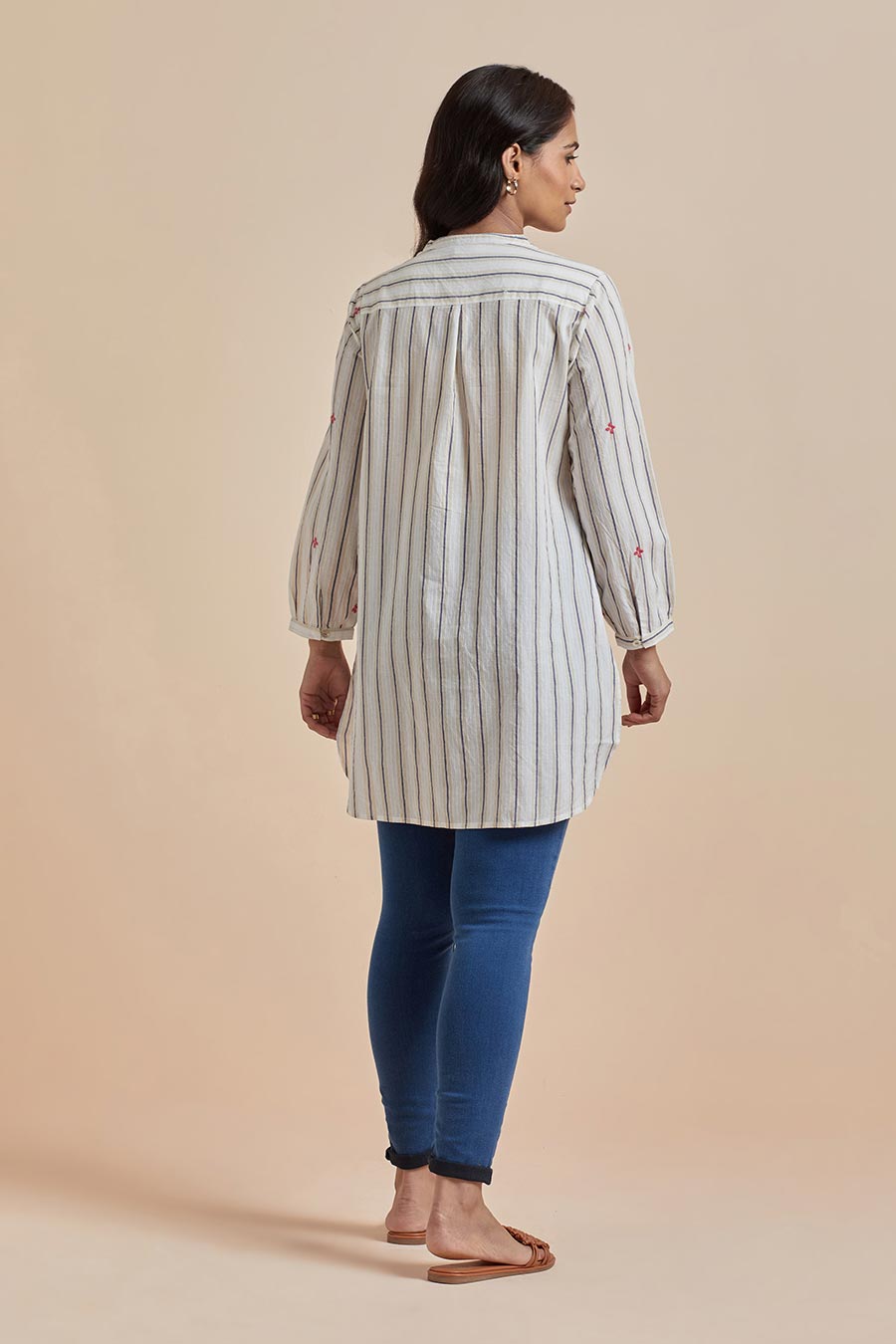 Beige Cotton Embroidered Top