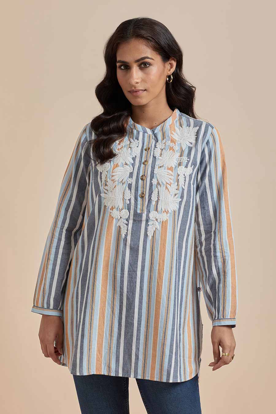 Multicolour Cotton Embroidered Top