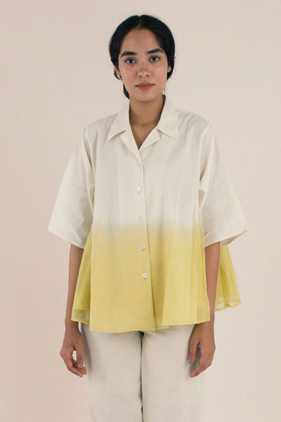 Yellow Ombre Cotton Shirt