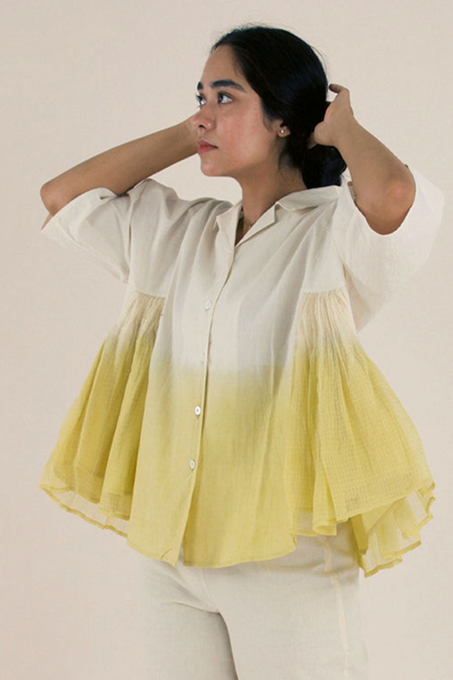 Yellow Ombre Cotton Shirt