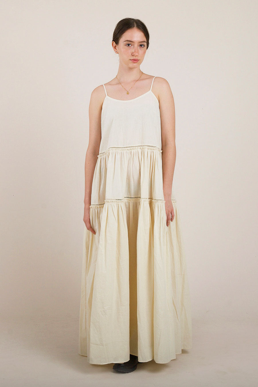 Off-White Cotton Tier Dress