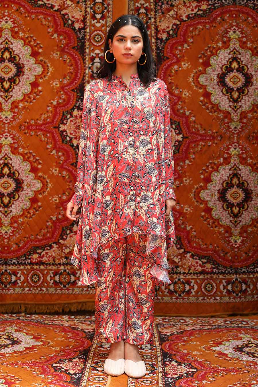 Fez - Back Yoke Top & Pants Co-Ord Set