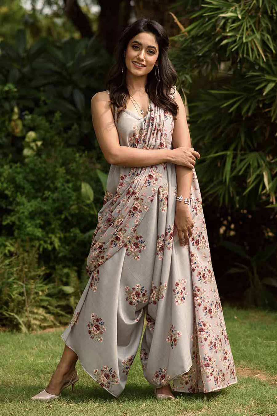 Green Palazzo Jumpsuit With Detachable Green Dupatta