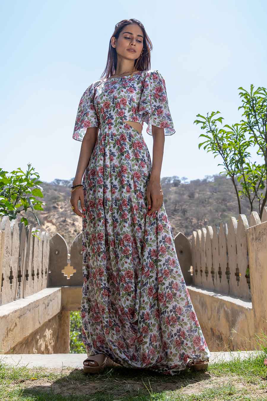 Shop Dove White Diamond-Cut Draped Dress by PASHA INDIA at House of Designers HOUSE OF DESIGNERS Shop Dove White Diamond-Cut Draped Dress by PASHA INDIA at House of Designers HOUSE OF DESIGNERS
