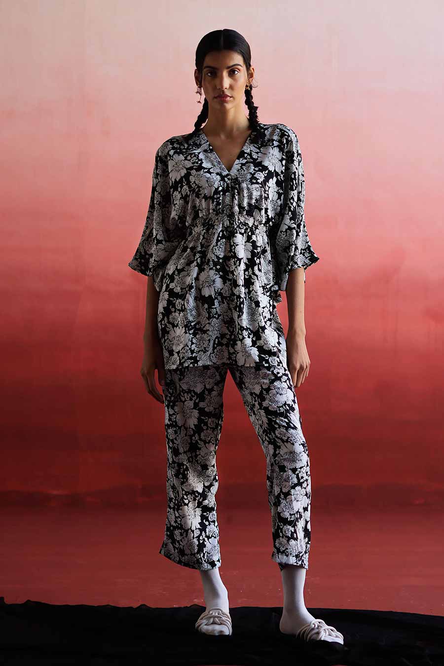QIAN - Smocking Top & Pant Co-Ord Set