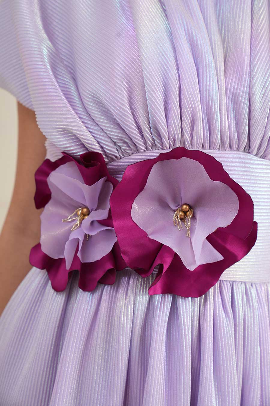 Lilac Embroidered Midi Dress