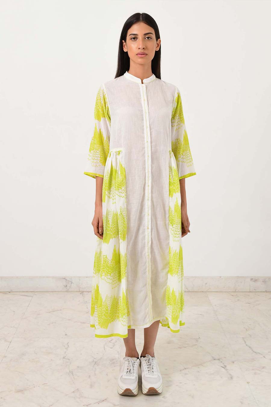 Side Pleated Geo Dress