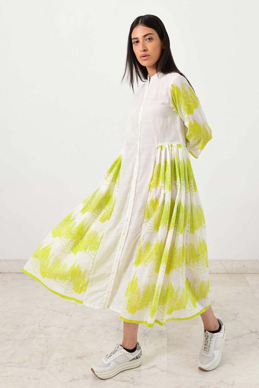 Side Pleated Geo Dress