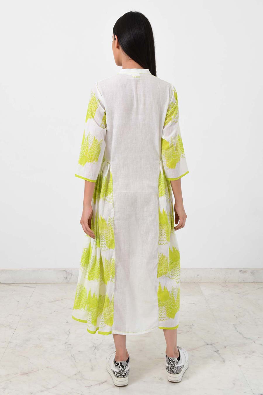 Side Pleated Geo Dress