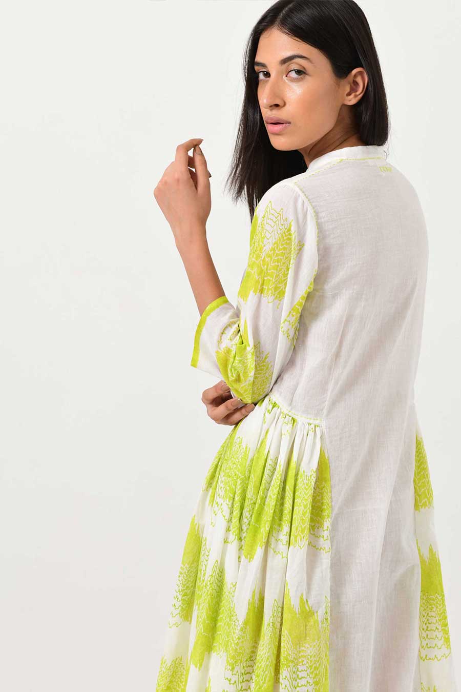 Side Pleated Geo Dress