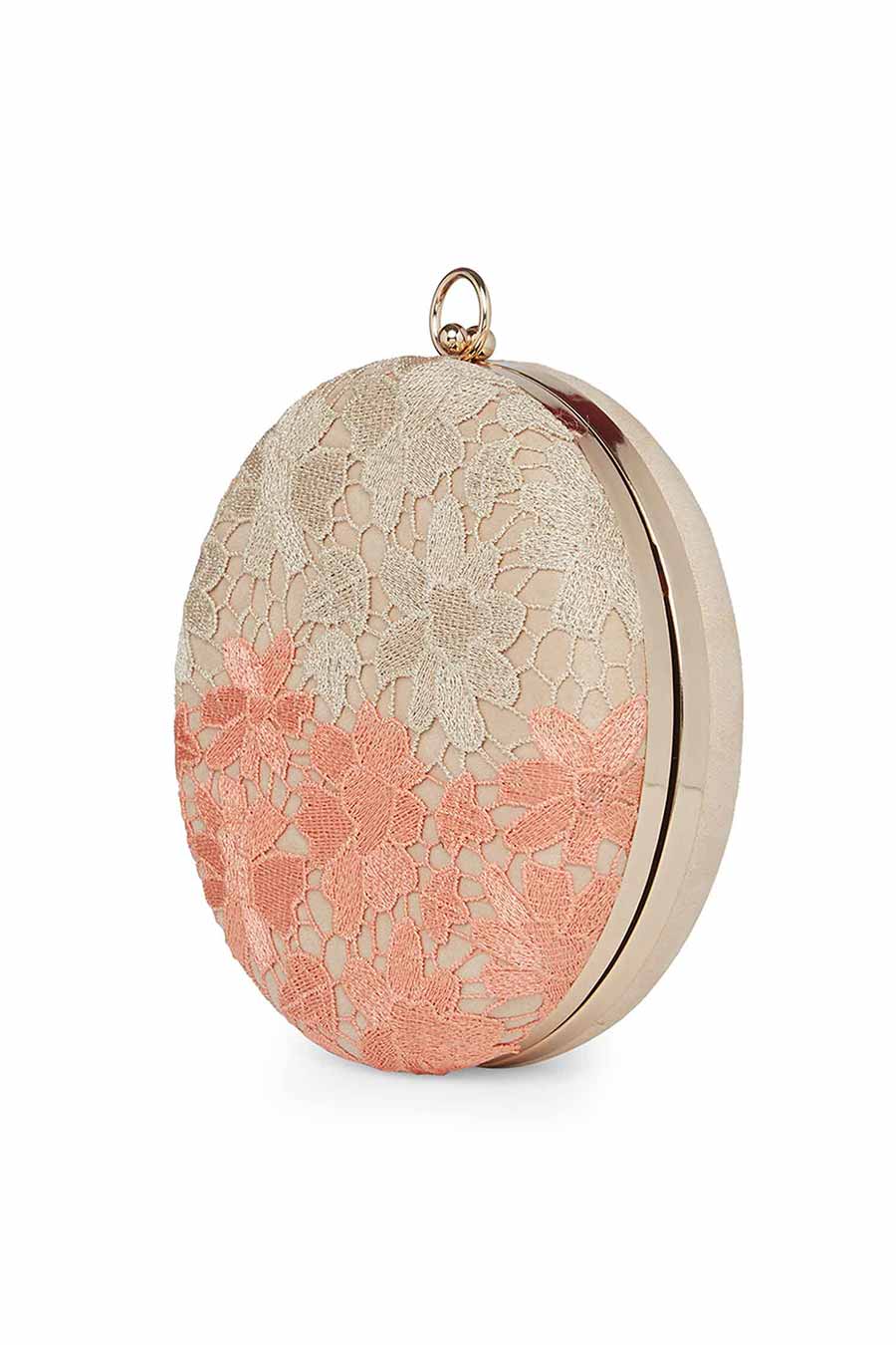 Peach And Gold Lace Clutch