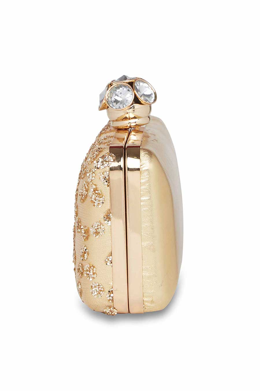 Gold Crystal Embroidered Clutch