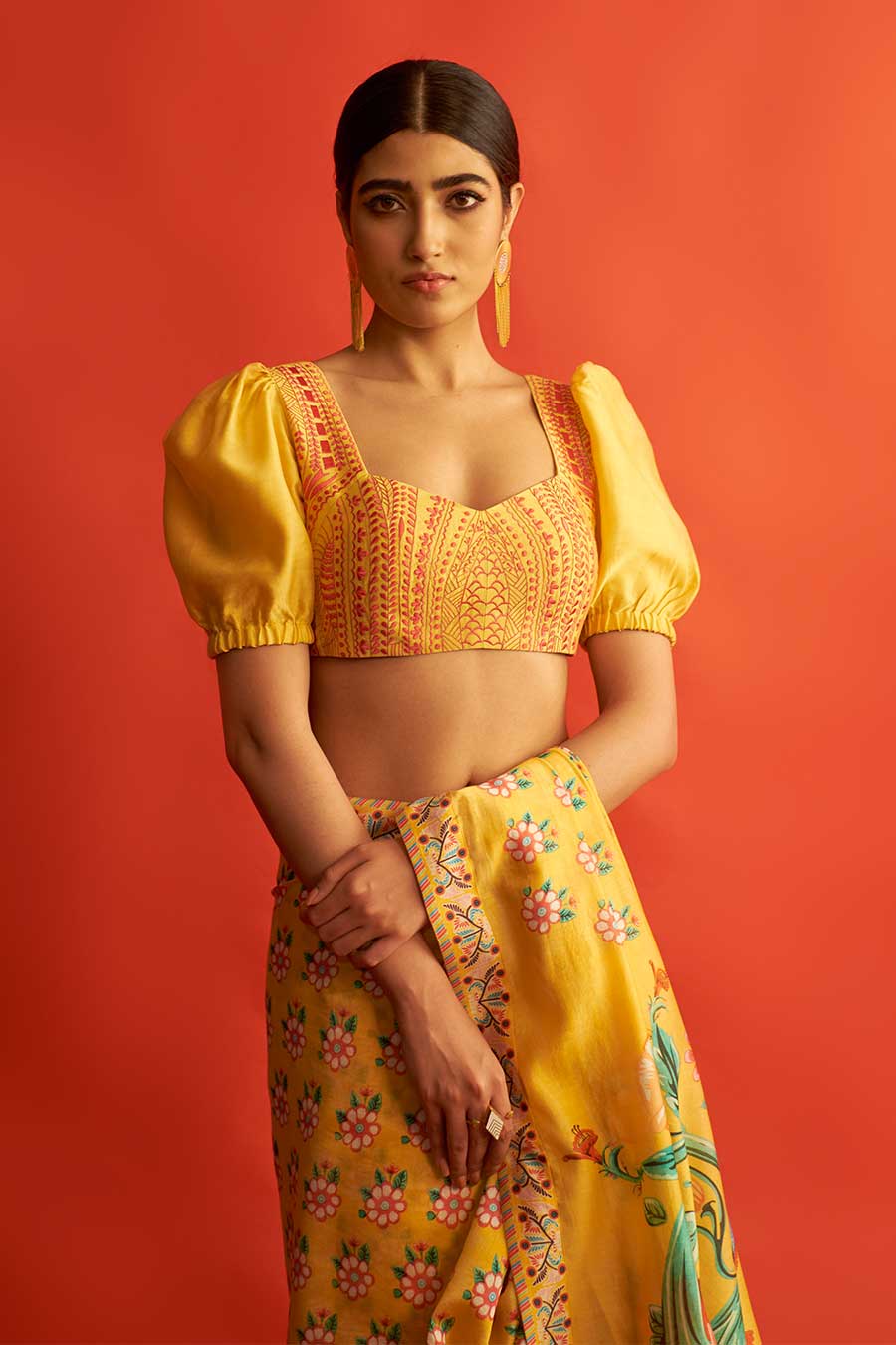 Yellow Puff Sleeve Blouse