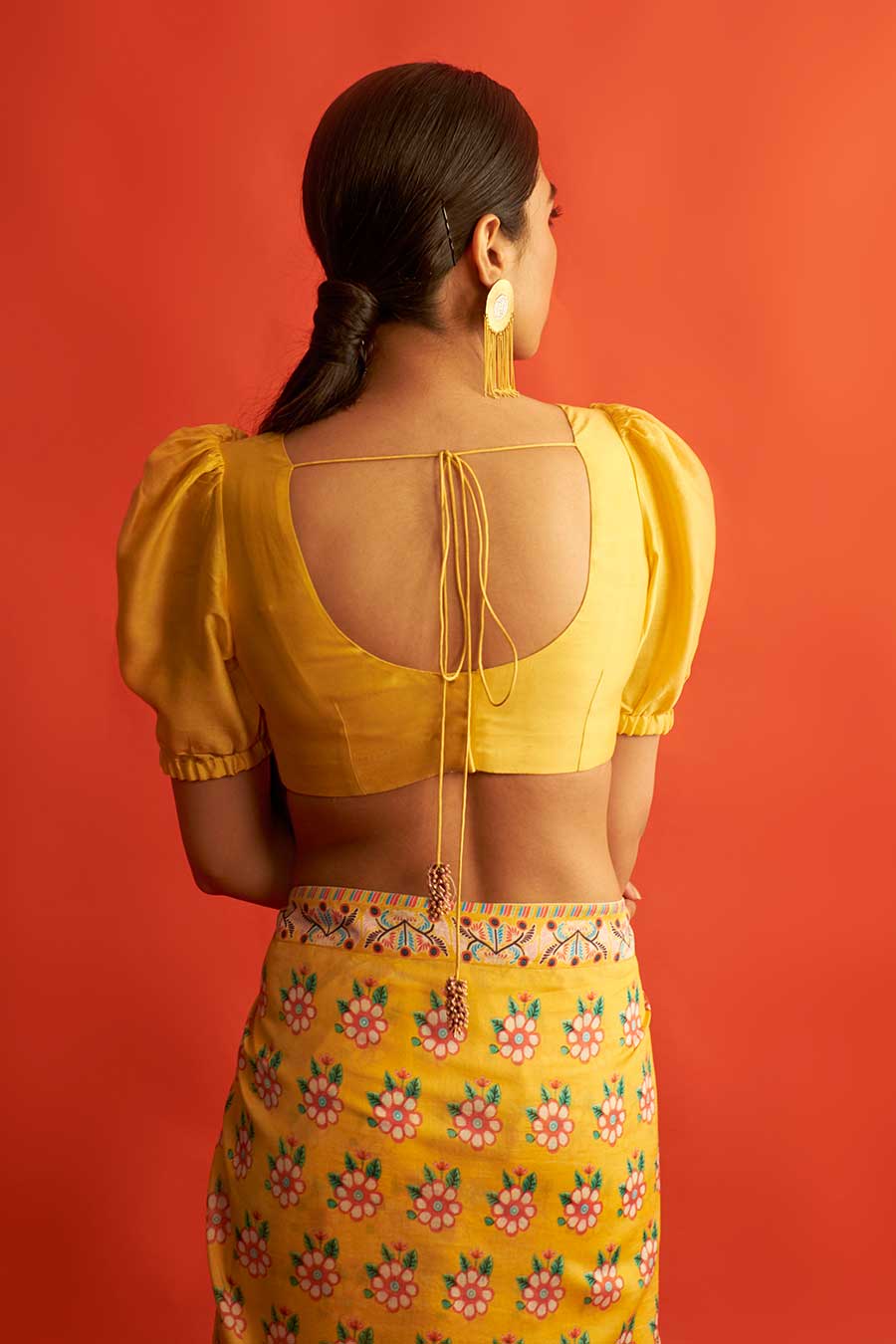 Yellow Puff Sleeve Blouse